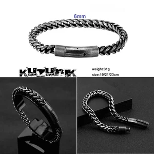 Men's Solid Gun Metal Stainless Steel Franco Box Link Chain 6MM Bracelet Gift UK - Picture 1 of 12