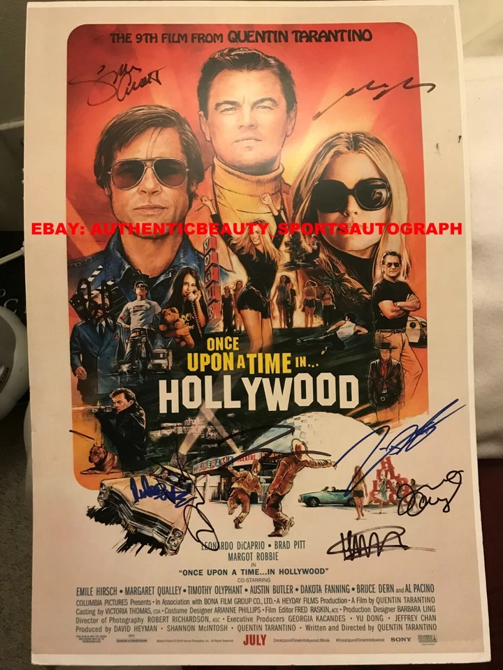 ONCE UPON A TIME IN HOLLYWOOD SIGNED LEONARDO DICAPRIO BRAD PITT 12x18 REPRINT - Image 1 of 1