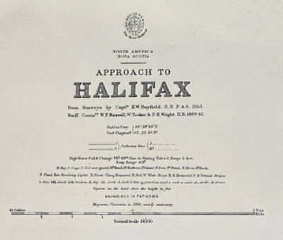 1853 Halifax Nova Scotia Antique Sea Coastal Map Atlantic Canada (1854) - Image 1 of 4