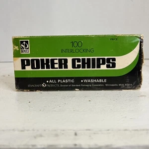Vintage Box -'Official' Hoyle Poker Chips - 100 Plastic *Stancraft#1031 N.O.S. - Picture 1 of 4