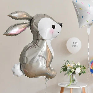 Easter Bunny Rabbit Foil Balloon Grey Cute Foil Balloon Kids Party Decoation - Picture 1 of 12
