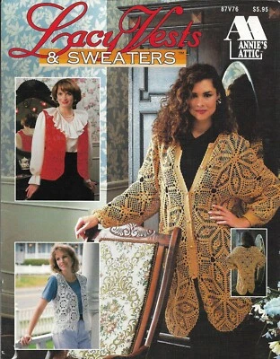 CHALECOS Y SUÉTERES DE ENCAJE USADOS 6 DISEÑOS LIBRO PATRÓN GANCHILLO ÁTICO ANNIE  Foto 1 de 2