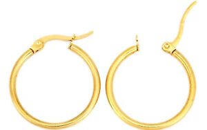 Gold Stainless Steel Hoop Hypoallergenic Earrings Post Pierced HOT GRADE A+ 20mm
