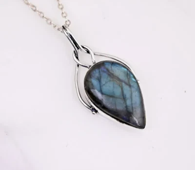 Colgante de piedras preciosas de labradorita de plata de ley 925 hecho a mano colgante de Navidad SD40 Foto 1 de 4