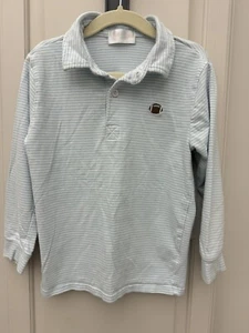Cecil And Lou Size 5 Blue White Striped Long Sleeve T-shirt Football Embroidery - Picture 1 of 3