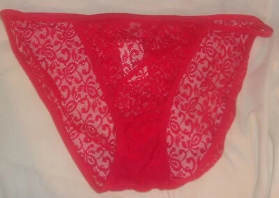 NUEVO BELLA FASHION ROJO ENCAJE BIKINI BRAGAS ESPALDA COMPLETA 100% NYLON SEXY Foto 1 de 3