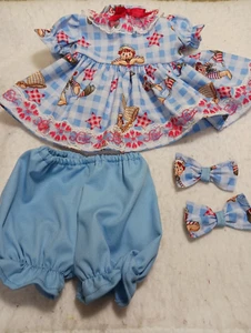 Raggedy Andy dress, panties, & 2 hair bows--fits 16" CP dolls - Picture 1 of 3