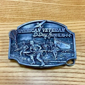 Vintage American Veteran D Day 1989 Commemorative Belt Buckle Limited Ed 3D - Picture 1 of 3