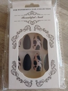 Black Pink False Nails Dalmatian Mix Match Press On Cow Animal Print Tuxedo Cat - Picture 1 of 4