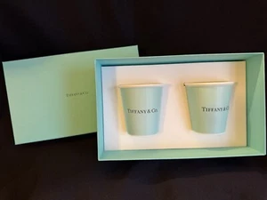 Tiffany & Co. Logo Bone China Blue Coffee Paper Cup Set(s) of 2 NWOT * - Picture 1 of 8