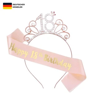 Prinzessin 18. Geburtstag Krone mit Glitzer & Satin Schärpe - Perfektes Geschenk - Bild 1 von 10