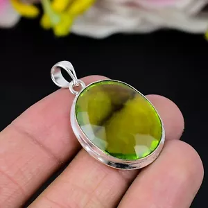 Peridot Gemstone Handmade 925 Sterling Silver Simple Pendant Jewelry- For Her - Picture 1 of 4