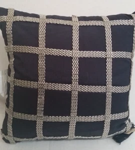 Black Faux Silk Block Silver Chain Decorative Pillow 14 x 14 - Picture 1 of 2