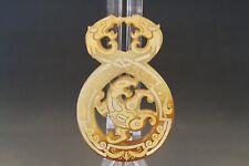 Chinese Ancient Han Dynasty Hetian Jade Inlaid Gold Silver Dragon Pendants