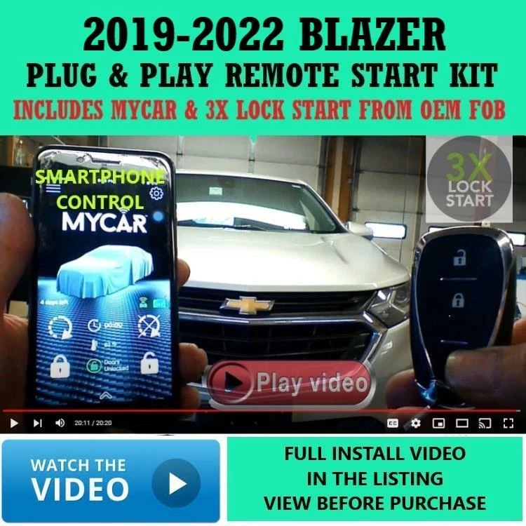 3X LOCK PLUG & PLAY REMOTE START MYCAR APP CHEVROLET BLAZER 2019-2022 - Image 1 of 1