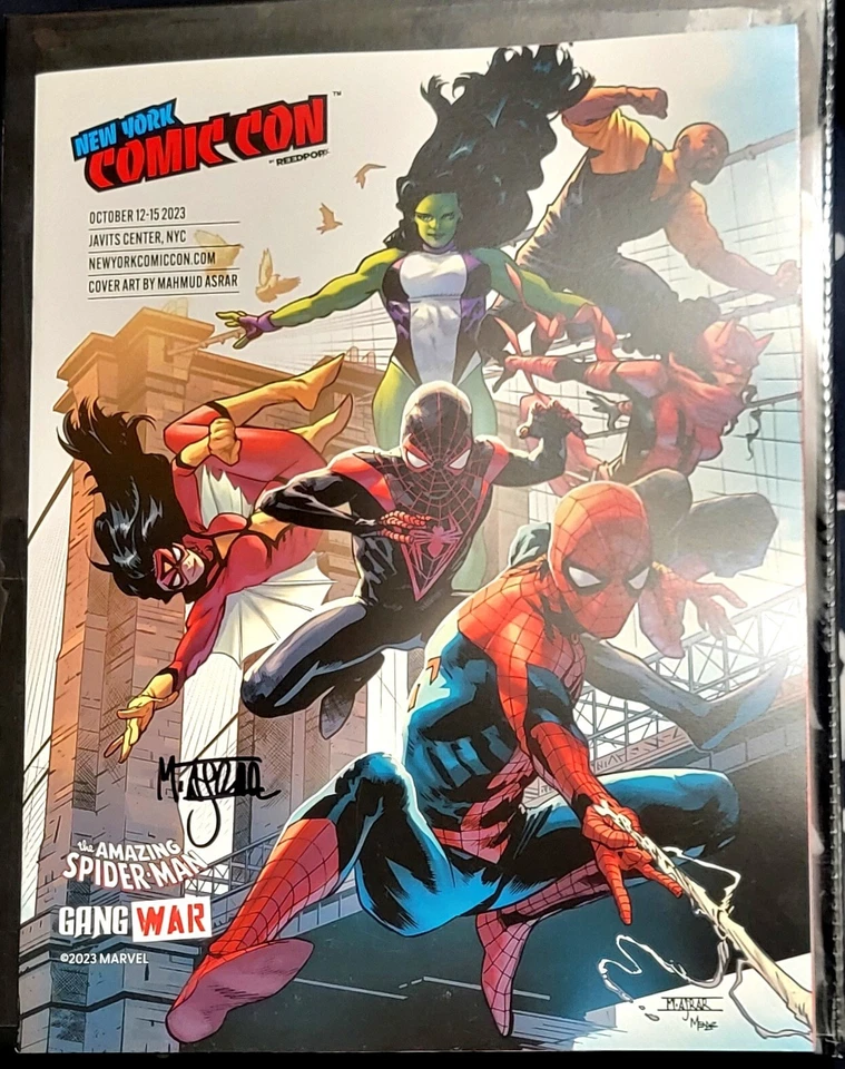 2023 New York Comic Con Program Spider Man Gang War Cover Signed By Artist Asrar - Image 1 of 1