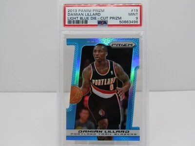 DAMIAN LILLARD 2013-14 PRIZM LIGHT BLUE PRIZM DIECUT #183/199 PSA 9 TRAILBLAZERS - Image 1 of 2