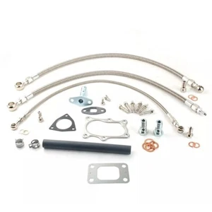 Oil & Water Line Kit Fits RB20DET 25DET w/ stock Nissan RB25DET Turbo TOP MOUNT - Foto 1 di 7