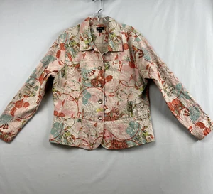 Analogy Jacket Women's size XL Tropical Textured Embroidered Colorful Coastal - Picture 1 of 14