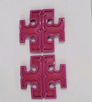 Authentic Tory Burch Fuchsia Metal on Leather Logos Replacement For Bag/ Shoes - Image 1 of 2