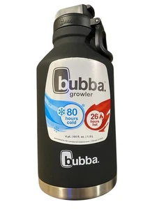 Bubba 64 oz.Vacuum Insulated Stainless Steel Rubberized Wide Mouth Growler-Black - Picture 1 of 4