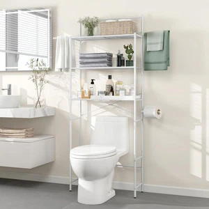 Over The Toilet Storage, 3 Tier Bathroom Organizer Shelf with X-Shaped Bar, A... - Picture 1 of 7