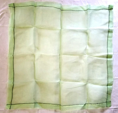 Lime Green Sheer Tea Tablecloth Topper 31" square MCM VTG Retro Card Table - Image 1 of 4