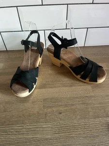 Toms Zueco Sandalias Tacón Madera W8 Talla 6 Negro - Imagen 1 de 7
