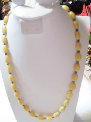CAROLYN POLLACK GENUINE YELLOW JASPER 22" TO 25" STERLING SILVER NECKLACE - Image 1 of 4