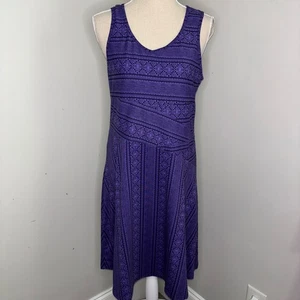prAna Amelie purple & black stretch knit sleeveless dress size Large - Picture 1 of 8