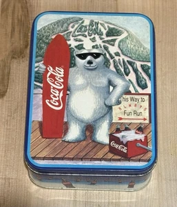 Vintage Coca Cola Snow Board Polar Bear Tin 1996 tin only 7.5” - Picture 1 of 6