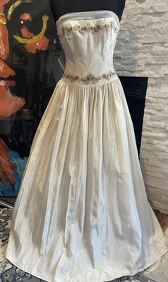 Vestido de novia vintage Cachet para mujer talla 6 marfil sin tirantes tafetán graduación Foto 1 de 4