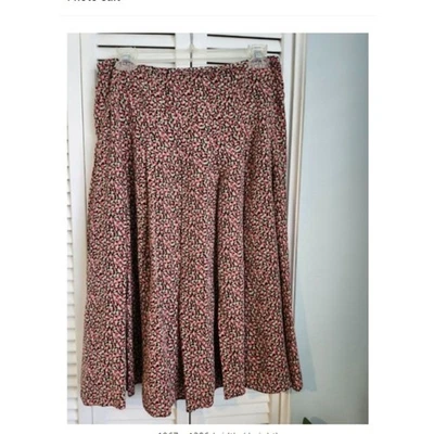 Falda 100% Seda Talla Grande Talbots Rosa Negro Floral Foto 1 de 4