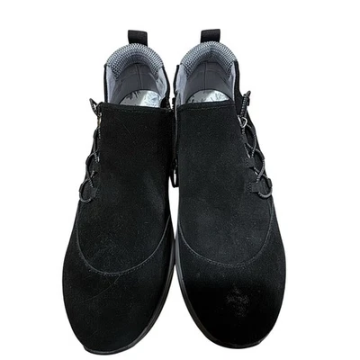 Botas de tornozelo TRAQ by Alegria camurça preta conforto sapatos casuais - Imagem 1 de 4