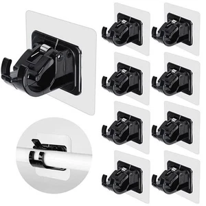 4/8 Pack Self Adhesive Curtain Rod Bracket No Drill Curtain Rod Holder Hooks - Picture 1 of 14