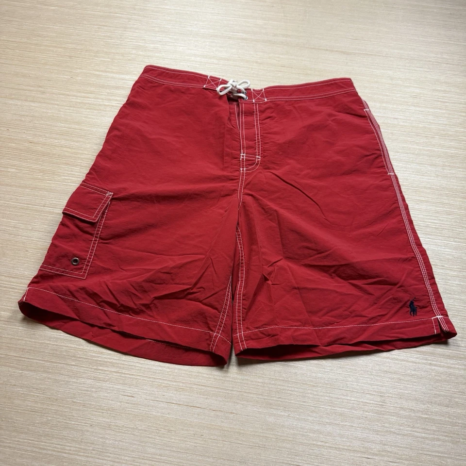 Vintage Polo Ralph Lauren Board Shorts 90s Men’s Cargo L Lined Red - Image 1 of 4