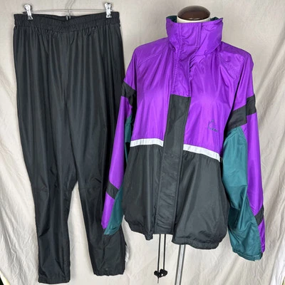 Vtg HEAD Women LARGE Gore-Tex Ski Suit Color Block Teal/Purple Snowsuit Snow 90s - Image 1 of 4