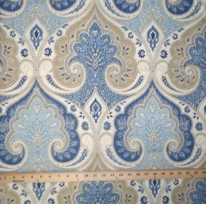 Kravet Upholstery Fabric 100%LINEN Latika/Echo Delta Blue Damask 54x1 Yd PREMIUM - Picture 1 of 16
