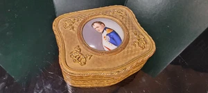 Jewelry Hinged box French Napoleon Portrait brass bronze ? - Picture 1 of 11