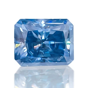 Excellent Cut Radiant Vivid Blue Loose Moissanite Stone Quality With Certificate - Picture 1 of 5