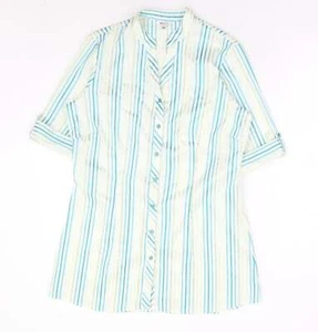 M&Co Womens Blue Polyester Blend Button-Up Size 14 - Picture 1 of 12