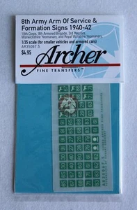 Letreros de formación y 8o ejército británico Archer 1/35 1940-1942 #1 (5 mm) AR35067.5 - Imagen 1 de 1