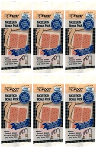 6 Packungen Mikrofaser Moleskin + Bonus Dämpfung Bändiger Pads Blister, Ballen Fuß - Bild 1 von 1