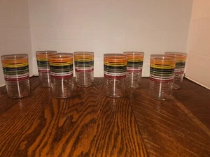 8er Set Vintage 8 Unzen gerippt gestreift Trinkgläser - schön!! - Bild 1 von 6