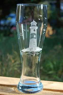  Schönes Weizenglas Mit Leuchtturm Echt Handgeschliffen • 14€
