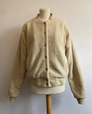 Женская куртка-бомбер Santa Cruz размер UK 10 плюшевая бежевая с вышитым логотипом - Изображение 1 из 4