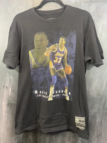 Hardwood Classics Mitchell & Ness T-shirt Magic Johnson Stat Sheet Size Large L Cover