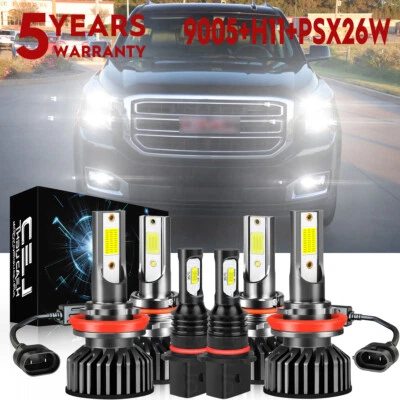 For GMC YUKON XL 2015-2019 Combo LED Headlight Bulbs High/Low Beam+Fog Light Kit - Image 1 of 4