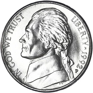 1992 P Jefferson Nickel BU US Coin - Picture 1 of 6
