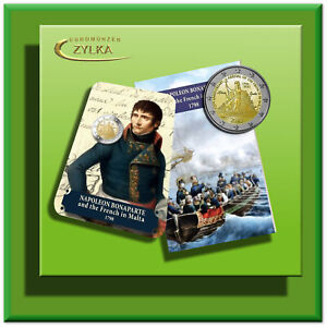 1 x 2 Euro + 2 Euro "Kopernikus + Napoleon" Malta 2023 Gedenkmünzen  im Blister